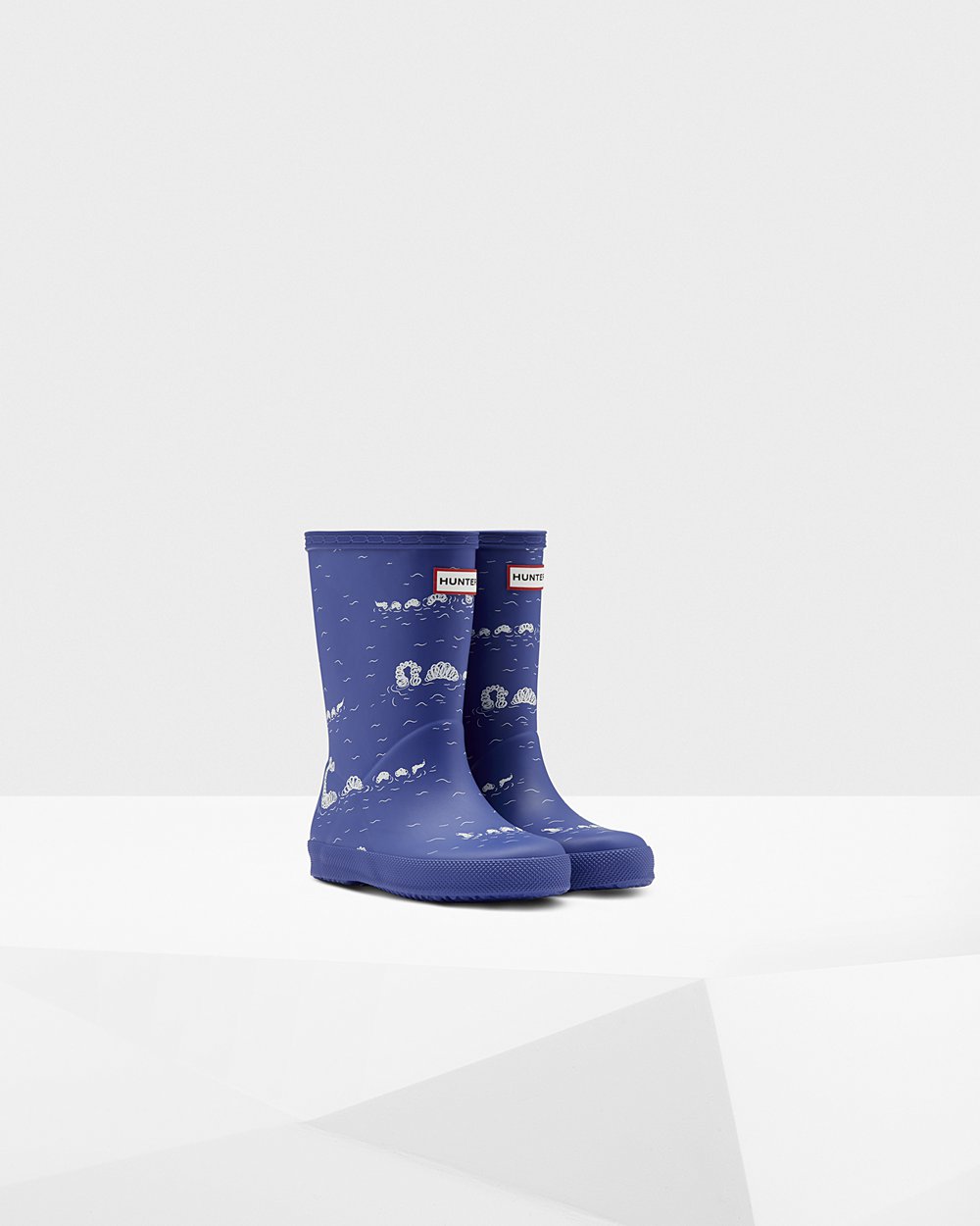 Kids Hunter Original First Classic Nessie Print | Rain Boots Blue | NZ-52310-IBMR